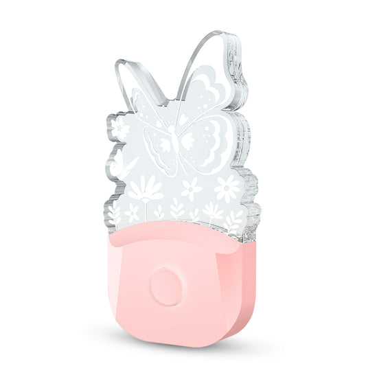 YANSUN 1 Pack 0.5W Plug-in Light-Controlled Night Light, Butterfly Design, Pink, Acrylic, RGB + Gradient, U.S. Two-Prong Plug