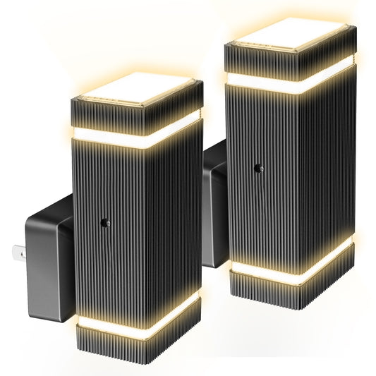 YANSUN 1-Light Dimmable LED Night Light Plug in with Dusk-to-Dawn Sensor-Ideal for Bedroom, Hallway, and Stairway 2 Packs