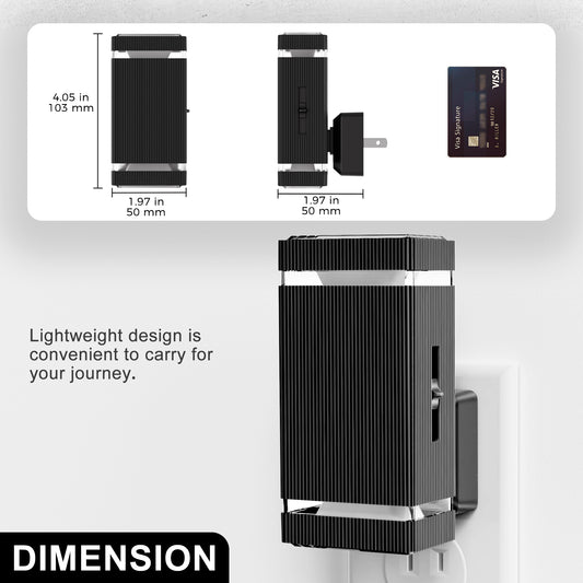 YANSUN 2-Pack 1W Plug-in Motion-Control Night Lights, Warm White 3000K, Sliding Dimming 0%-100%, Black Housing