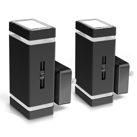 YANSUN 2-Pack 1W Plug-in Motion-Control Night Lights, Warm White 3000K, Sliding Dimming 0%-100%, Black Housing