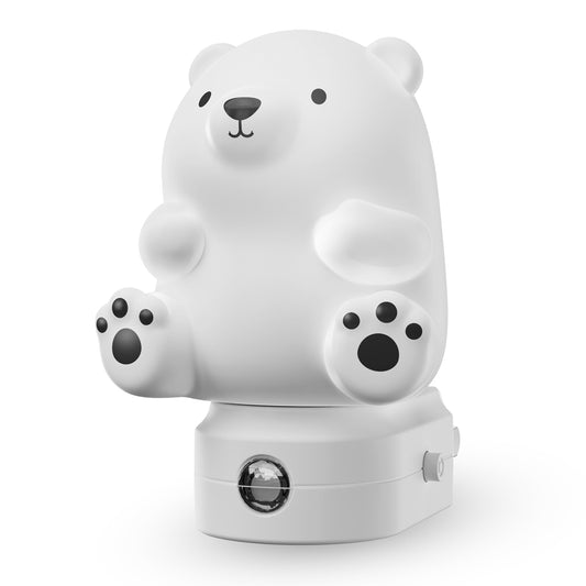 YANSUN 0.5-Watt Light Sensor Integrated LED Plug-In Bear Night Light,Color Changing, Button Adjustable, 1-Pack for Kids Bedroom