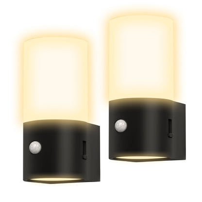 LED Motion Sensor Night Light Plug in 2-Pack, 100LM Dimmable, 3000K Soft White, Auto On/Off for Hallway, Bedroom