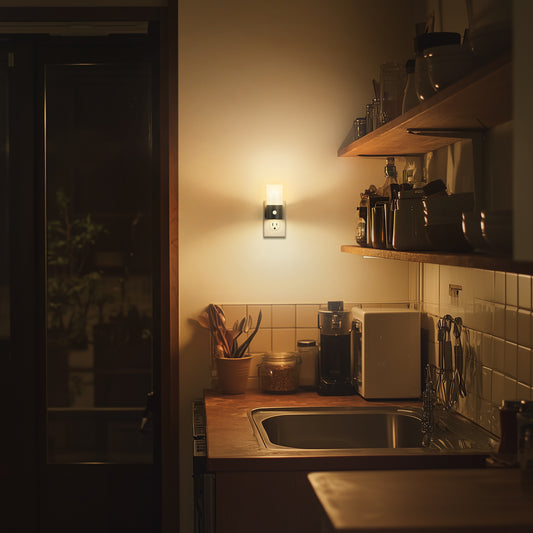YANSUN 2-Pack Plug-in Black Motion Sensor Night Light with Slide Dimming, Cylinder Glow Cover and 3000K Warm Light