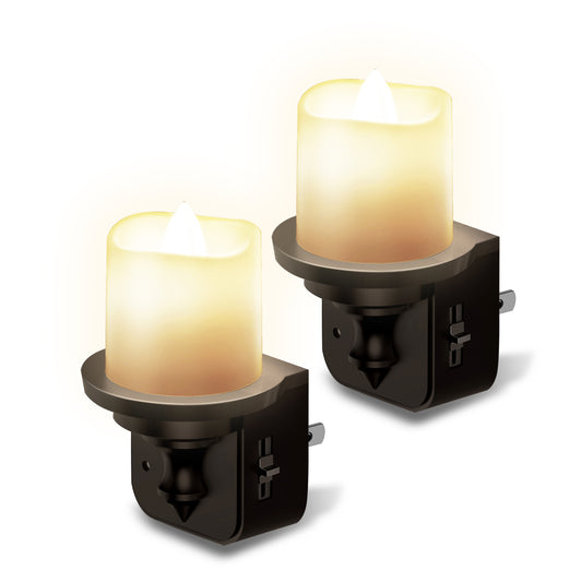YANSUN 2-Pack Plug-in Candle Night Light Dusk to Dawn Sensor Dimmable 2700K Warm Light US Plug