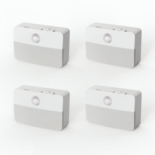 YANSUN 4-Pack 0.6W Motion Sensor Night Lights, Warm White 3000K, Magnetic & 3M Mount, Auto ON/OFF, Bedroom & Hallway