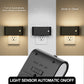 YANSUN 2-Pack 1W Black Plug-In Motion Sensor Night Lights, Horizontal Cylinder Wall Lamp, Sliding Dimming, Warm 3000K