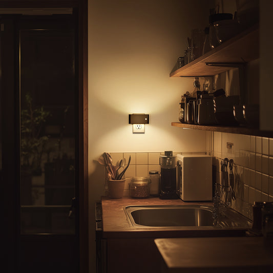 YANSUN 2-Pack 1W Black Plug-In Motion Sensor Night Lights, Horizontal Cylinder Wall Lamp, Sliding Dimming, Warm 3000K