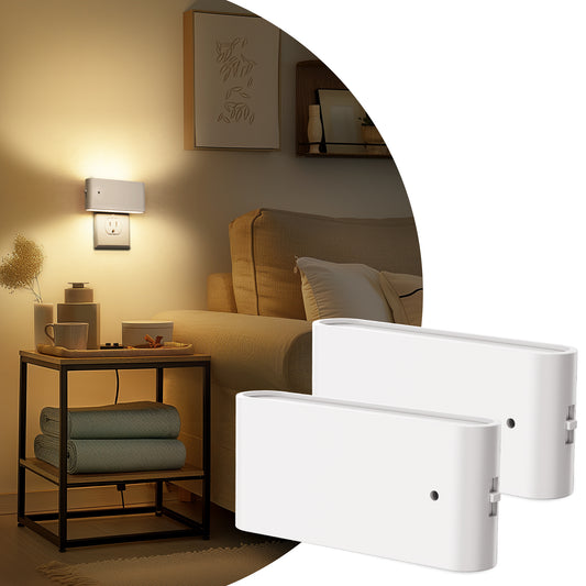 1-Light White Dimmable LED Night Light Plug in with Dusk-to-Dawn Sensor, Soft White 3000K for Bedroom, Hallway 2 Pack