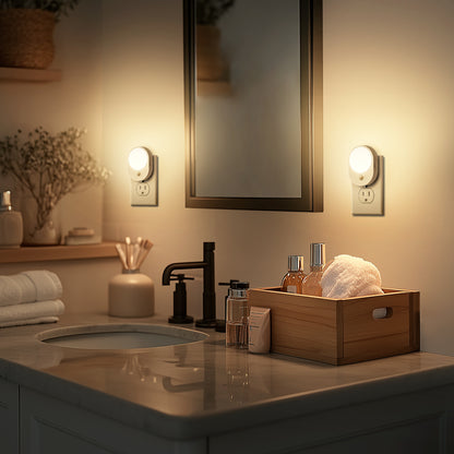LED Motion Sensor Night Light [2-Pack], Dusk to Dawn & Motion Activated, Dimmable 30/60LM for Bathroom, Hallway, Kitchen