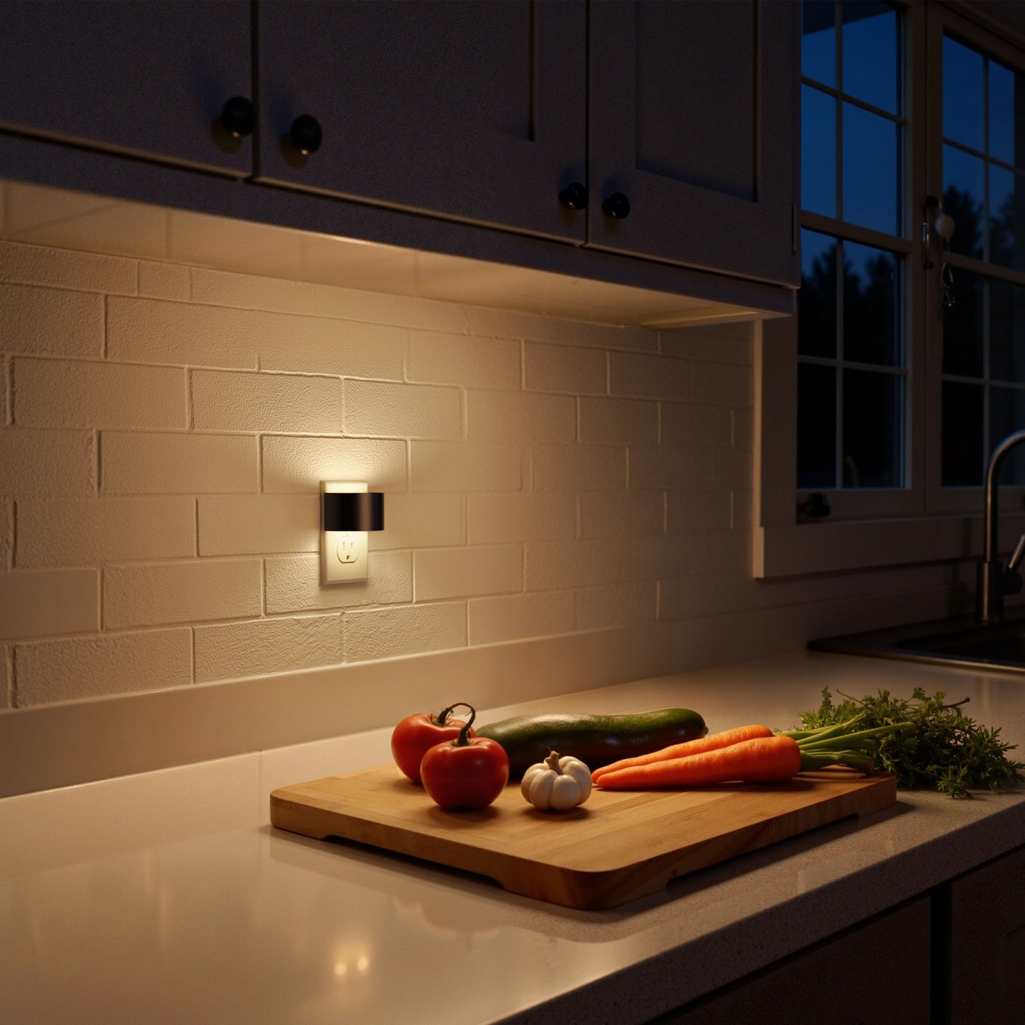 YANSUN 2-Pack 0.5W Plug-in Night Light with Dusk to Dawn Sensor, Semi-Arc Up & Down Wall Light, 3000K Warm White
