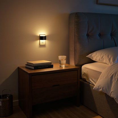 YANSUN 4-Pack 0.5W Plug-in Night Light with Photo Sensor, Semi-Arc Up & Down Wall Light, 3000K Warm White