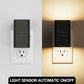 YANSUN 2-Pack 1W Black Plug-In Light-Control Night Lights, Square Cylinder Wall Lamp, Sliding Dimming, Warm 3000K