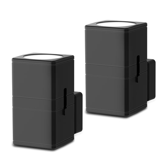 YANSUN 2-Pack 1W Black Plug-In Light-Control Night Lights, Square Cylinder Wall Lamp, Sliding Dimming, Warm 3000K