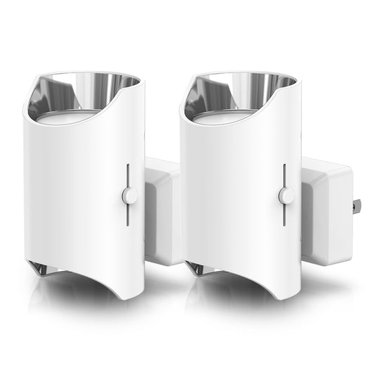 YANSUN 2-Pack 1W Plug-in Light-Controlled Night Light, Amber 1600K, Cylinder Up/Down Light, U.S. Two-Prong Plug, Electroplated Edge