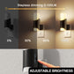 YANSUN 2-Pack 1W Black Plug-In Night Lights, Cylindrical Up-Down Wall Lamps with Frosted Long & Short Shades, Sliding Dimming, Warm 3000K