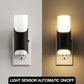YANSUN 2-Pack 1W Black Plug-In Night Lights, Cylindrical Up-Down Wall Lamps with Frosted Long & Short Shades, Sliding Dimming, Warm 3000K