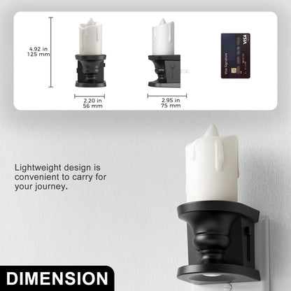 YANSUN 2W Integrated LED Plug-In Night Light, Black Slim Candle Drip, Warm 2700K, Flicker & Up/Down Beam, 2-Pack