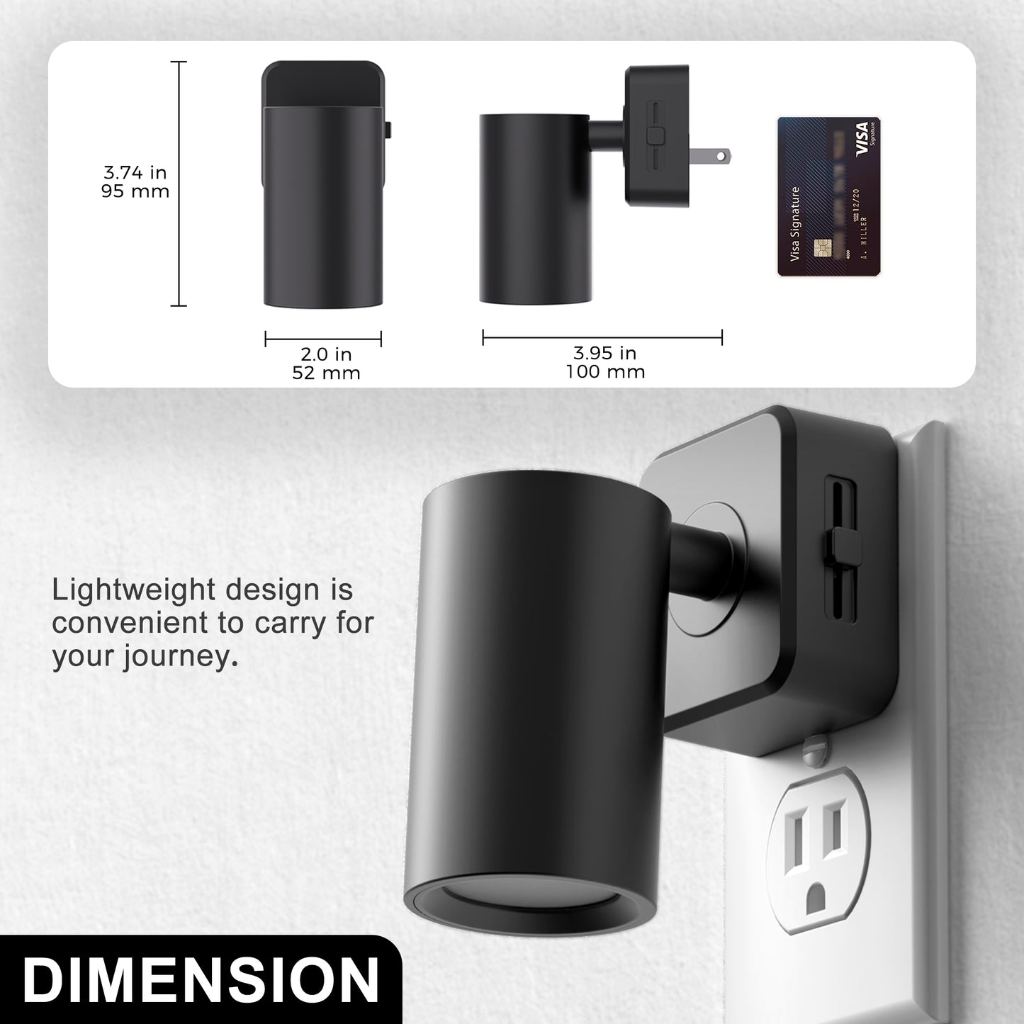 YANSUN 2-Pack 1W Dusk to Dawn Plug-in Night Lights Adjustable Cylinder Head 5000K Cool White Dimmable LED Night Lights for Bedroom Hallway Bathroom