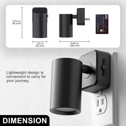 YANSUN 2-Pack 1W Dusk to Dawn Plug-in Night Lights Adjustable Cylinder Head 5000K Cool White Dimmable LED Night Lights for Bedroom Hallway Bathroom