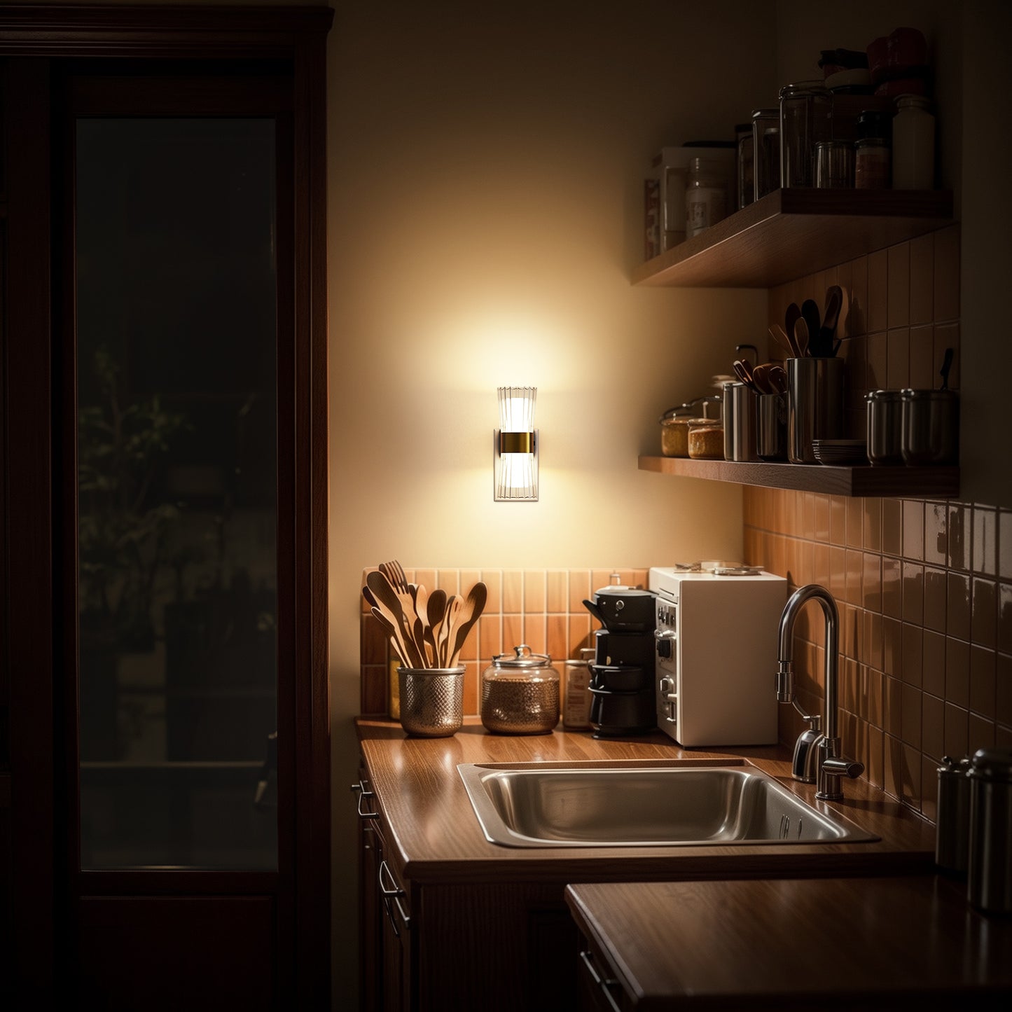 YANSUN 1-Watt Plug-in Light Sensor Night Light with Sliding Dimmer, Warm White 3000K, Black & Copper, 2-Pack