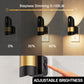 YANSUN 2-Pack 1W Black Plug-In Bamboo Hollow Cylinder Night Lights with Gold-Tone Belt, Warm 3000K Dimmable, US Plug
