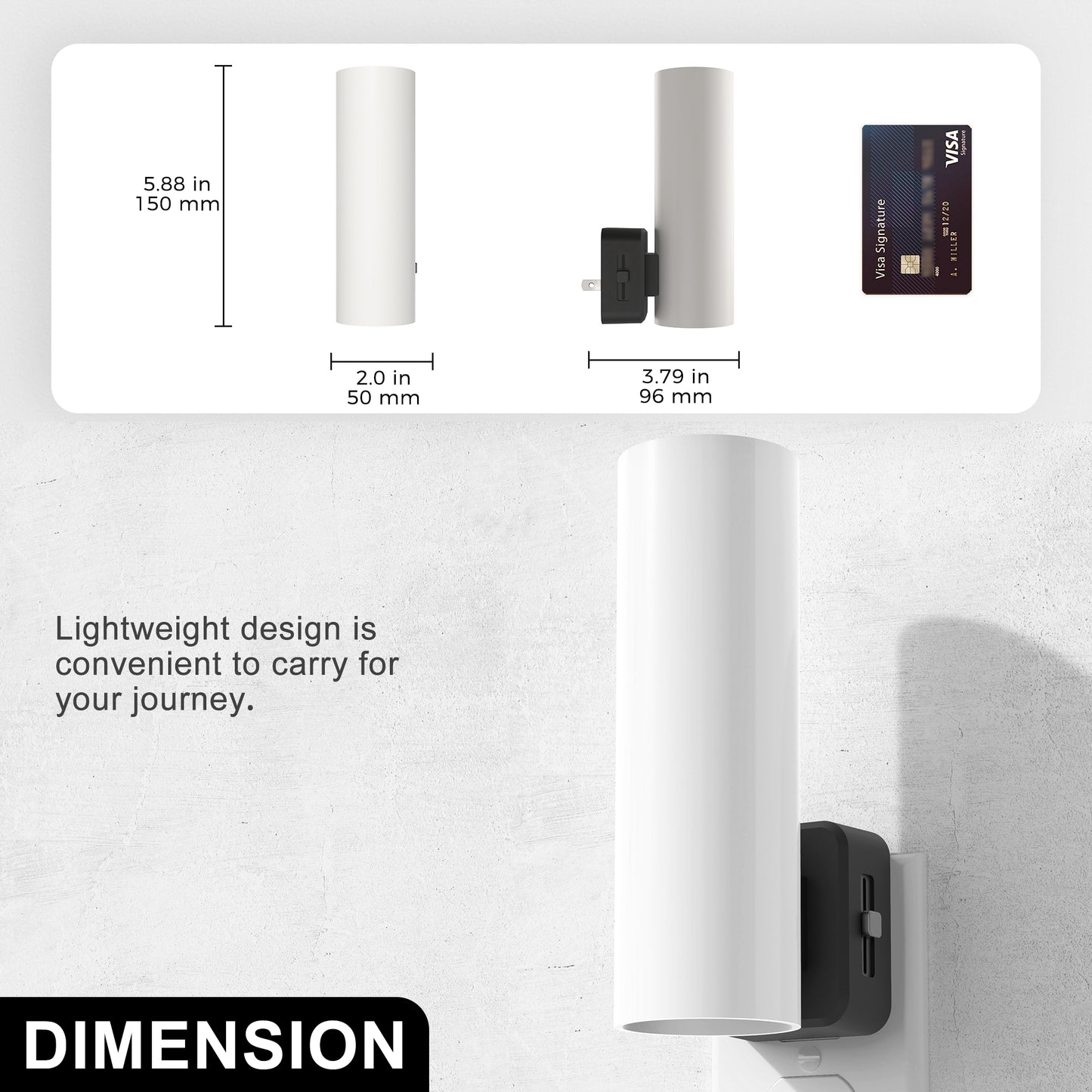 YANSUN 1-Watt Plug-in Frosted LED Night Light 3000K Warm Glow with Dimmable Control and Full Cylindrical Shade (2-Pack)