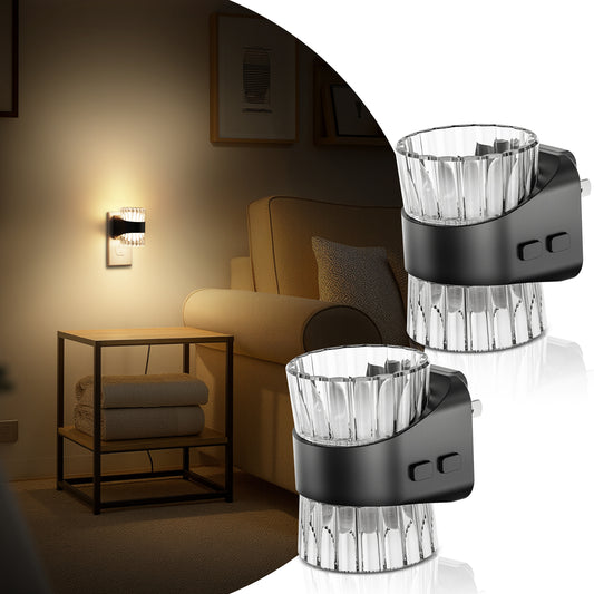 YANSUN 1-Watt Color Changing Integrated LED Transparent Striped Horn Night Light, 3CCT Adjustable, Dusk to Dawn, 2-Pack