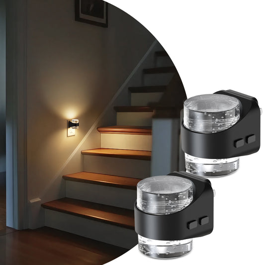 YANSUN 2-Pack Plug-in Dusk to Dawn Night Light, Bubble Acrylic Up & Down Lighting, 3CCT 3000K/4000K/5000K, 3-Level Dimmable, Black, US 3-Prong Plug