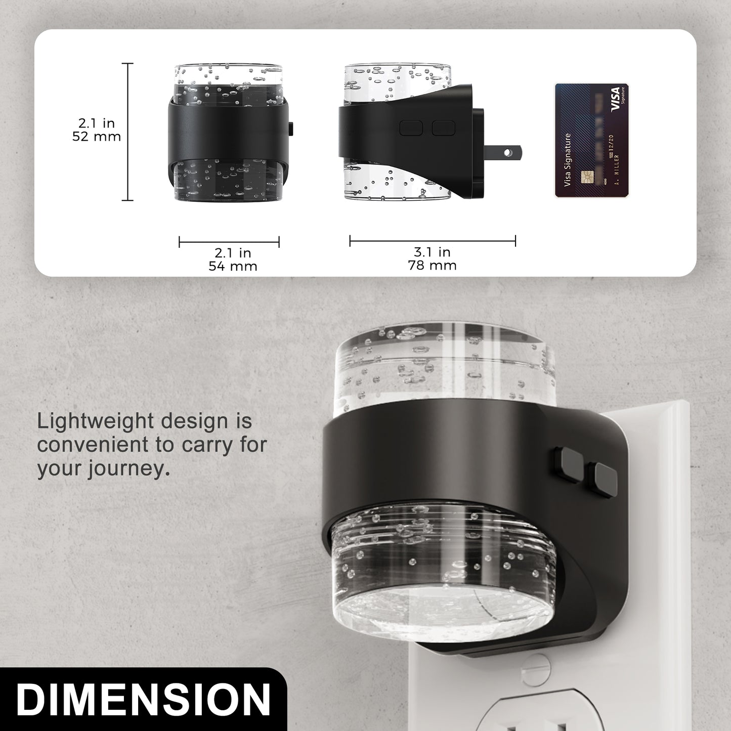 YANSUN 2-Pack Plug-in Dusk to Dawn Night Light, Bubble Acrylic Up & Down Lighting, 3CCT 3000K/4000K/5000K, 3-Level Dimmable, Black, US 3-Prong Plug