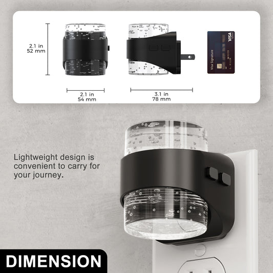 YANSUN 2-Pack Plug-in Dusk to Dawn Night Light, Bubble Acrylic Up & Down Lighting, 3CCT 3000K/4000K/5000K, 3-Level Dimmable, Black, US 3-Prong Plug