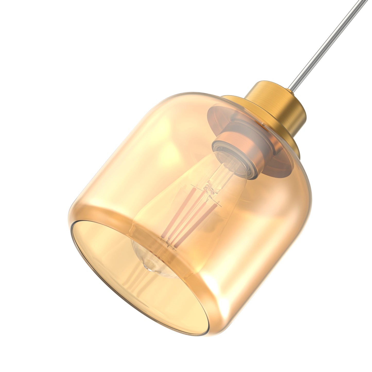 YANSUN 1-Light Traditional Pendant Light with Rounded Amber Glass Shade and Copper-Plated Metal Finish, No Bulbs Included