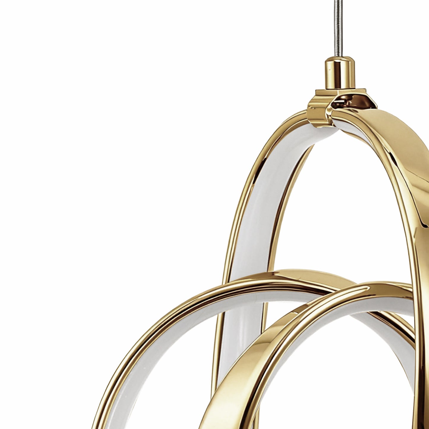 YANSUN 1-Light Copper Spiral Tube Pendant Light with Circular "Eight" Design, 24W Integrated LED Hanging Light 6000K Daylight
