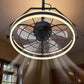 YANSUN 20 in 5-Blade Dual Mount Fan Light with Remote Control, Black, 110-220V, Hardwired