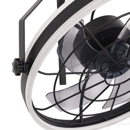 YANSUN 20 in 5-Blade Dual Mount Fan Light with Remote Control, Black, 110-220V, Hardwired
