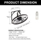 YANSUN 20 in 5-Blade Dual Mount Fan Light with Remote Control, Black, 110-220V, Hardwired