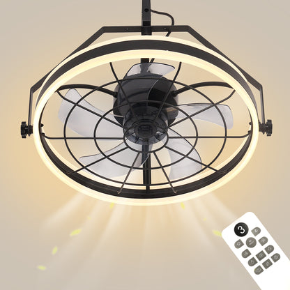 YANSUN 20 in 5-Blade Dual Mount Fan Light with Remote Control, Black, 110-220V, Hardwired