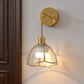 YANSUN 7.3 in. 1 Light Copper Plated Traditional Smart Home Wall Sconce with Dome Clear Segmented Glass Shade (2-Pack)