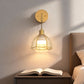 YANSUN 7.3 in. 1 Light Copper Plated Traditional Smart Home Wall Sconce with Dome Clear Segmented Glass Shade (2-Pack)
