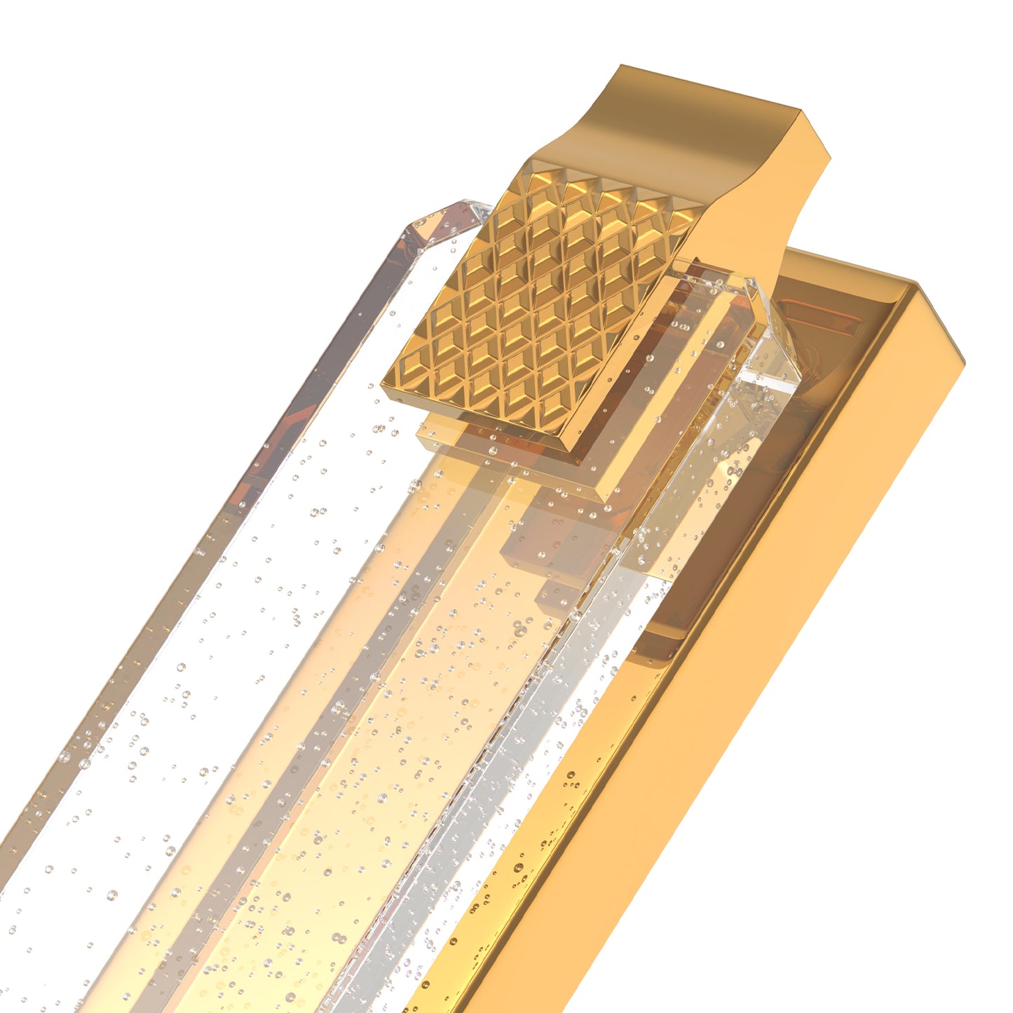 YANSUN Wall Sconce with Bubble Crystal Column, French Gold Finish, Integrated LED Adjustable Color Temperature, 15.7-Inch