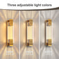 YANSUN Wall Sconce with Bubble Crystal Column, French Gold Finish, Integrated LED Adjustable Color Temperature, 15.7-Inch