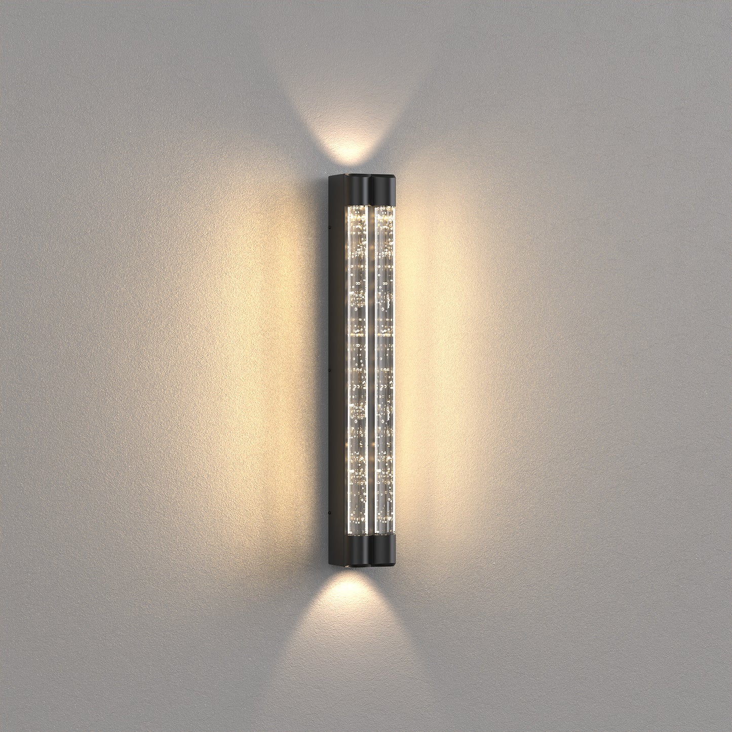 YANSUN Wall Sconce with Multi-Faceted Bubble Columns, Sand Black Finish, Integrated LED 3000K, Modern Design, 15.7-Inch