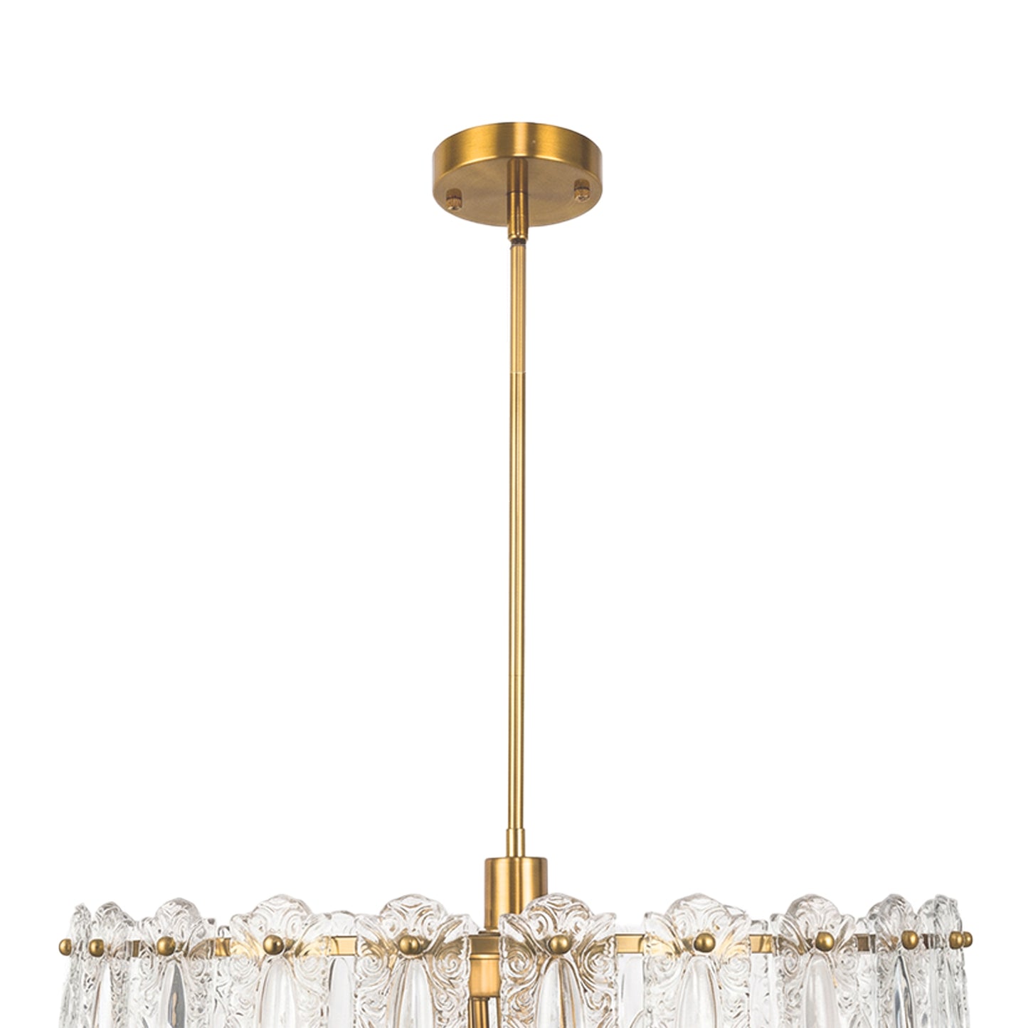 YANSUN Modern 6 Light Natural Copper Chandelier with Clear Glass Drops Shade, No Bulbs Included for Kitchen Island