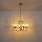 YANSUN Modern 6 Light Natural Copper Chandelier with Clear Glass Drops Shade, No Bulbs Included for Kitchen Island