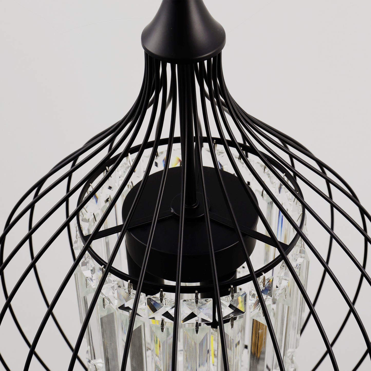 YANSUN 3-Light Matte Black Teardrop Cage Pendant Light with E12 Base, Industrial Hanging Fixture for Dining Room and Kitchen