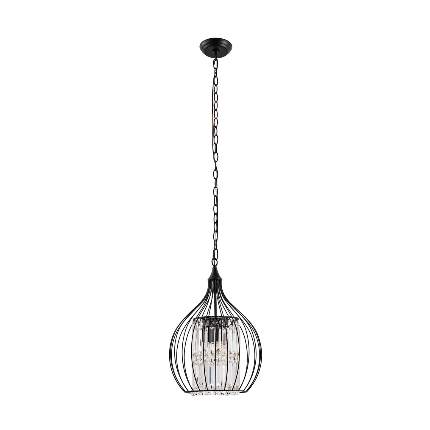 YANSUN 3-Light Matte Black Teardrop Cage Pendant Light with E12 Base, Industrial Hanging Fixture for Dining Room and Kitchen