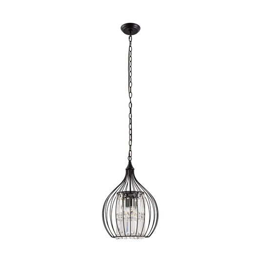 YANSUN 3-Light Matte Black Teardrop Cage Pendant Light with E12 Base, Industrial Hanging Fixture for Dining Room and Kitchen