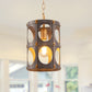 1-Light Farmhouse Black and Wood Chandelier, Metal Cage Pendant Light for Kitchen Island, Hallway, Bedroom