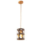 1-Light Farmhouse Black and Wood Chandelier, Metal Cage Pendant Light for Kitchen Island, Hallway, Bedroom