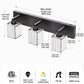 YANSUN Series 24 in. 3-Light Black LED Vanity Light Bar with Square Crystal and 3CCT Function