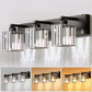 YANSUN Series 24 in. 3-Light Black LED Vanity Light Bar with Square Crystal and 3CCT Function